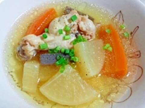 活力鍋で作る手羽元と根菜のスープ